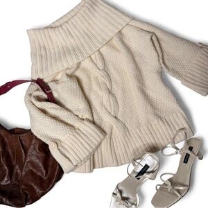 Cozy Cream Off the Shoulder Cable Knit Sweater
